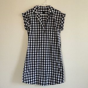 J Crew Black and White Gingham Shirt Dress